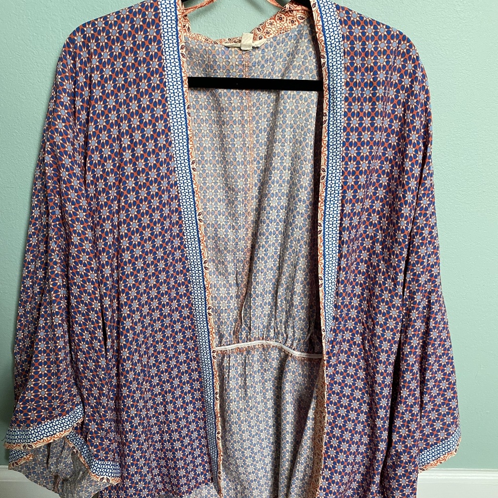 Sim & Sam Boho Hippie Kimono Tunic Purple Blue New
